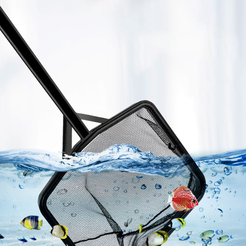 Aquarium Fishland - شبكة صيد مربعة بمقبض طويل ،