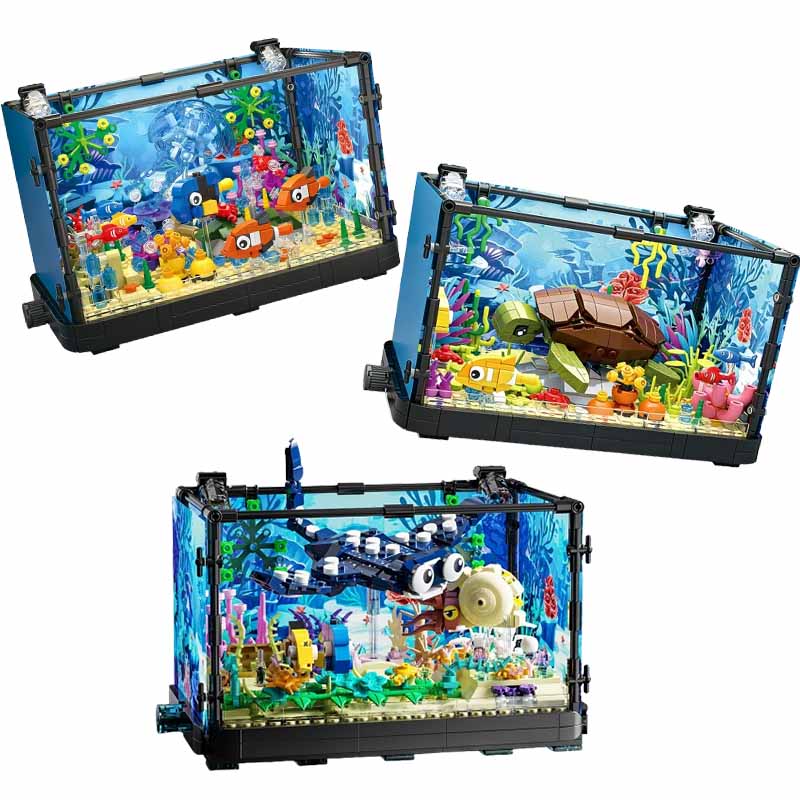 Aquarium Fish Lego - مجموعة مكعبات بناء حوض السمك مع
