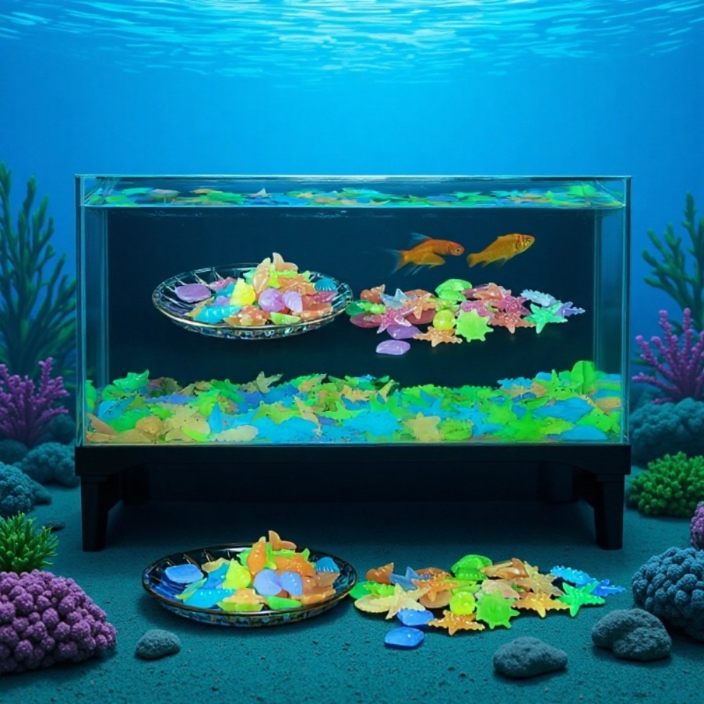 Aquarium Fish Photography - أحجار المحيط المضيئة، أصداف المحار الفلورية،
