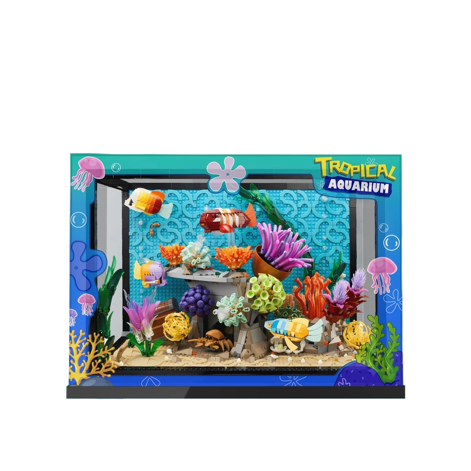 Aquarium Fish Lego - صندوق عرض أكريليك شفاف مناسب لحوض