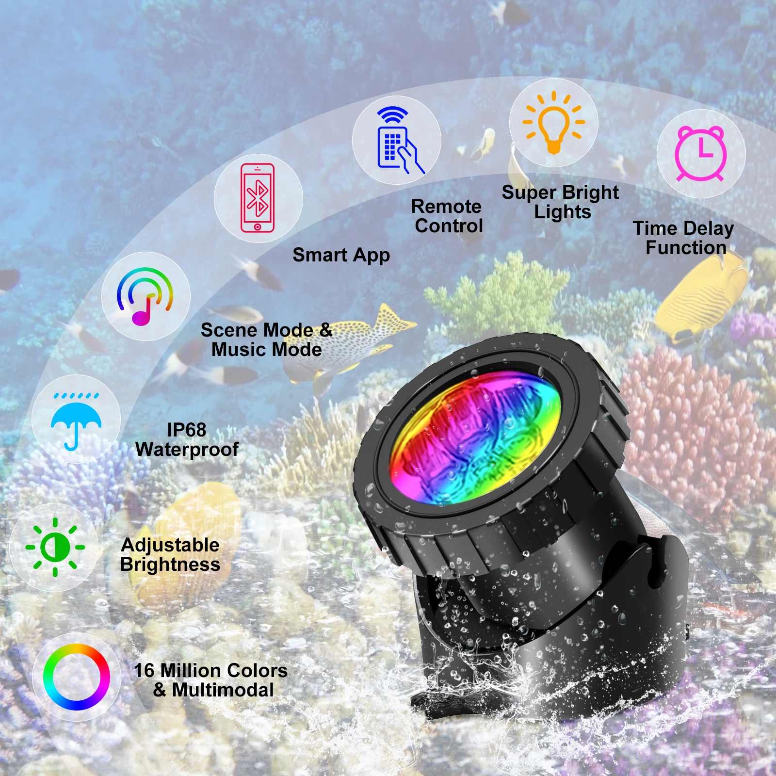 6/8/10 LED RGB تحت الماء أضواء - مراجعة Aquarium Fish App وسعره