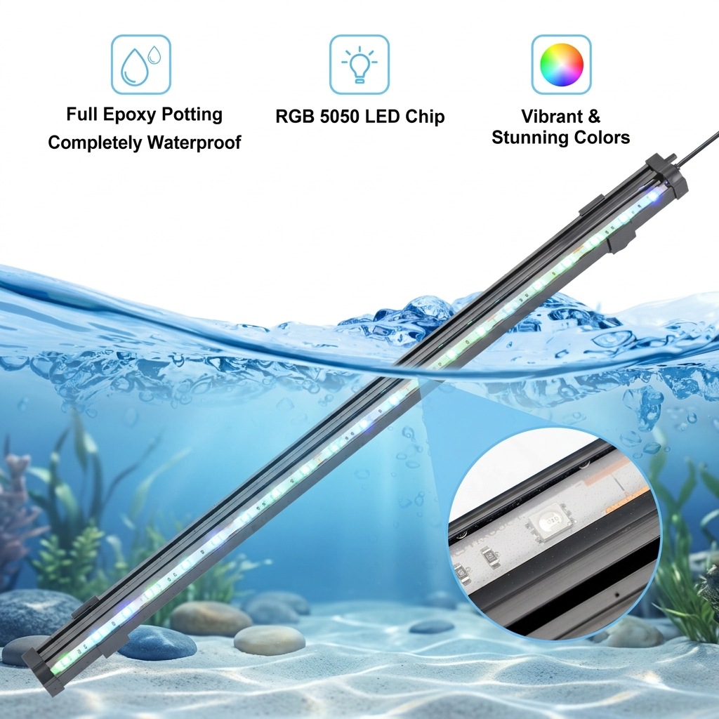 مصباح LED USB لحوض السمك مع فق - مراجعة Aquarium Fish Light Lamp وسعره