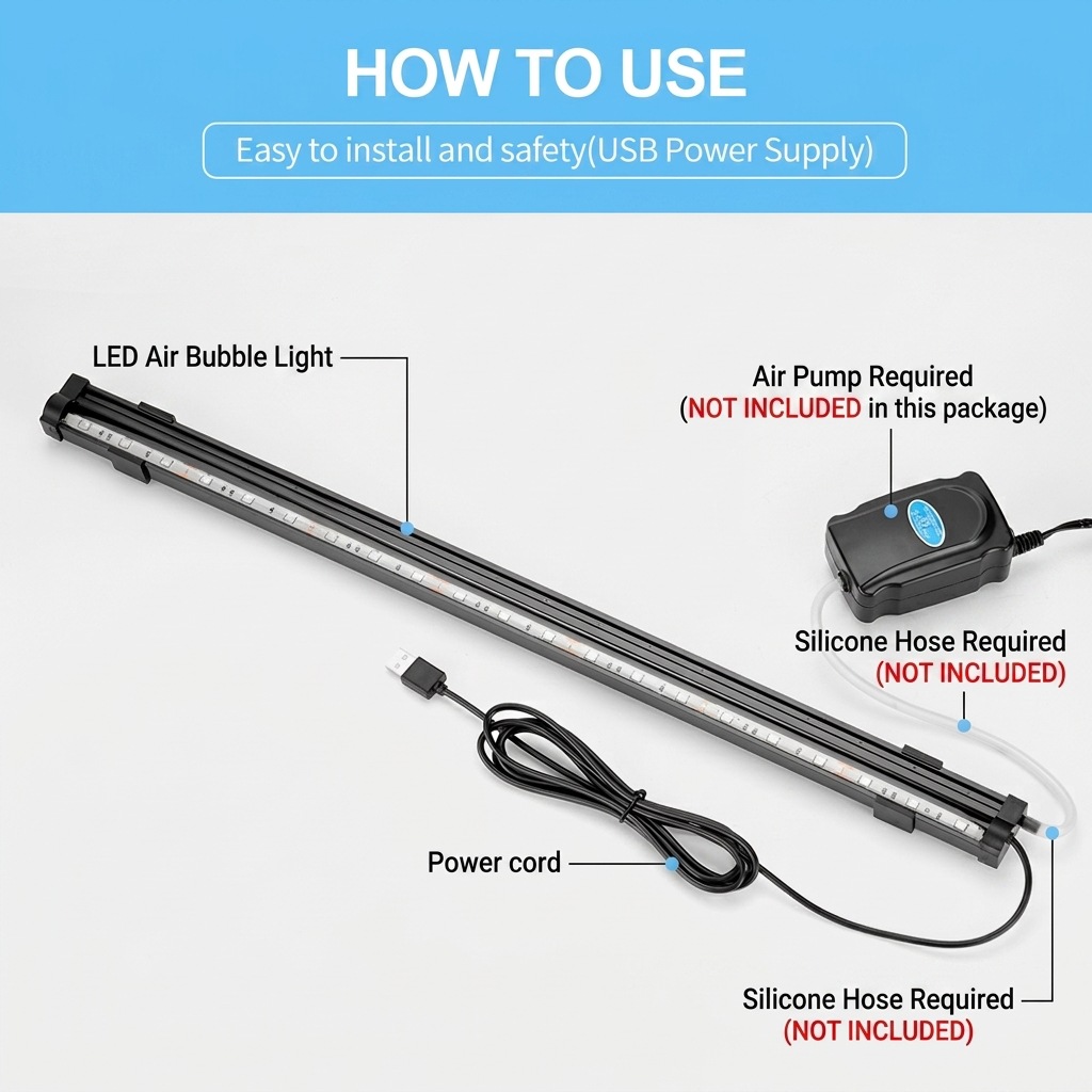 مصباح LED USB لحوض السمك مع فق - مراجعة Aquarium Fish Light Lamp وسعره