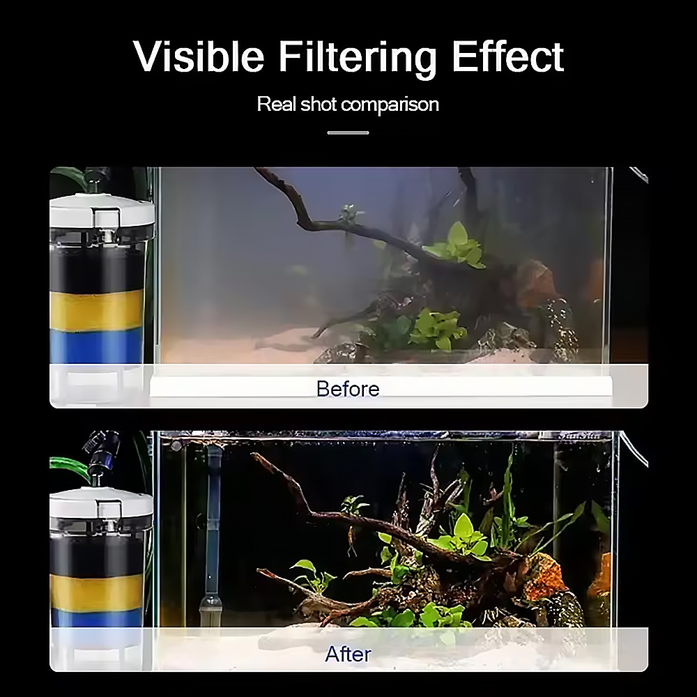 فلتر خارجي ثلاثي الطبقات لتنقي - مراجعة Fish Tank Filter Aquarium وسعره